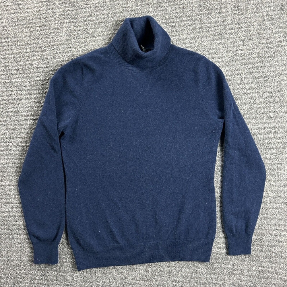 State Fusio Sweater Womens Large‎ Blue Turtleneck Merino Wool Cashmere Jumper